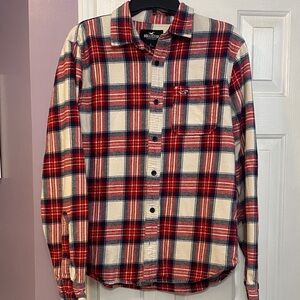 Hollister Men's Red and Blue Plaid Shirt